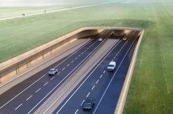 Vue d'architecte du projet de tunnel près du site de Stonehenge en Angleterre. - Crédit : Highways England