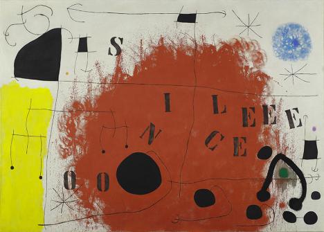 Joan Miró, Silence, 17 mai 1968, huile sur toile, 173 x 242 cm. © Successió Miró / ADAGP, Paris 2024 © RMN-Grand Palais/ Bertrand Prévost / Centre Pompidou, MNAM