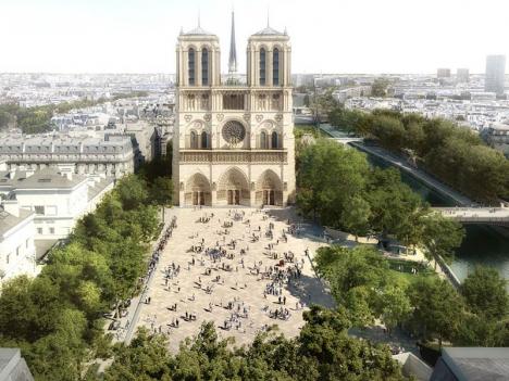 Vue du projet d'aménagement du parvis de la cathédrale Notre-Dame de Paris. © Studio Alma pour le Groupement BBS