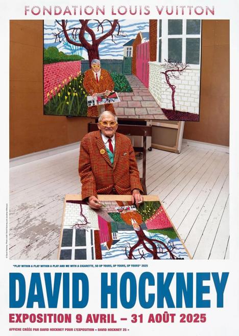 Affiche réalisée par David Hockney pour l'exposition « David Hockney 2025 » à la fondation Louis Vuitton et refusée par la RATP en raison de la loi Evin. © David Hockney