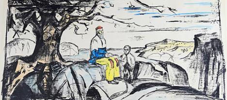 Edvard Munch, Historien ("L'Histoire" en norvégien), lithographie, 57 x 98 cm - Photo Oslo Police