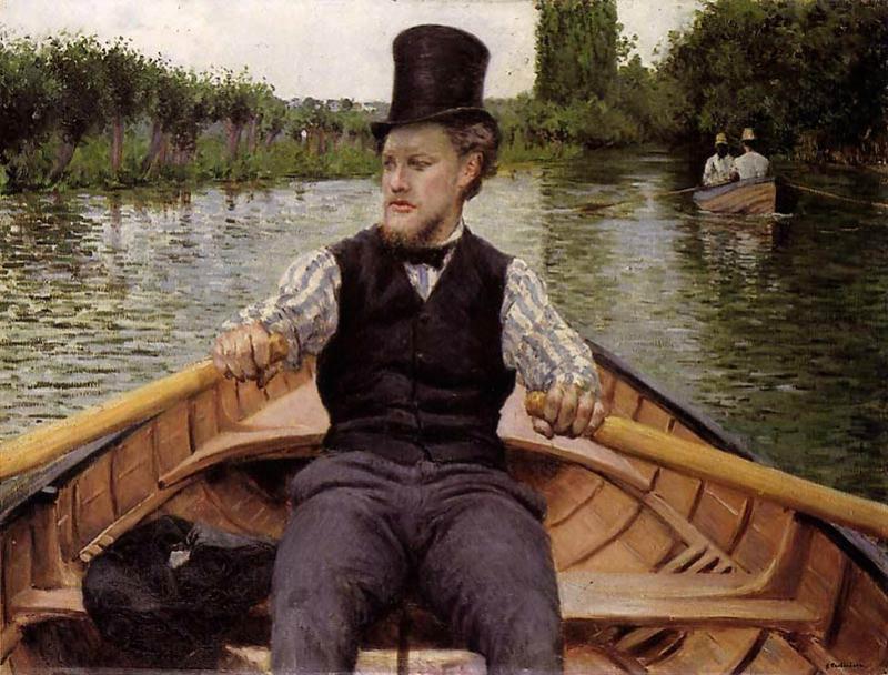 Gustave Caillebotte, La Partie de bateau ou Le Canotier au chapeau haut-de-forme, 1878, huile sur toile, 90 x 117 cm. © ArtDaily, Public domain