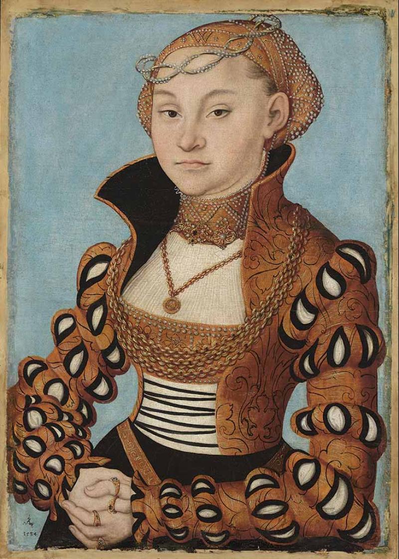 Lucas Cranach l’Ancien et atelier, Portrait de Marie ou Marguerite de Saxe (1534) présenté dans l'exposition de Besançon. © Lyon, musée des Beaux-Arts / Alain Basset
