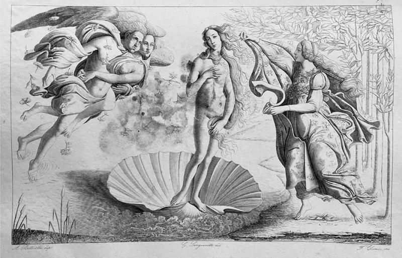 Reproduction de la Naissance de Vénus de Sandro Botticelli dans la Galerie de Florence. © Uffizi