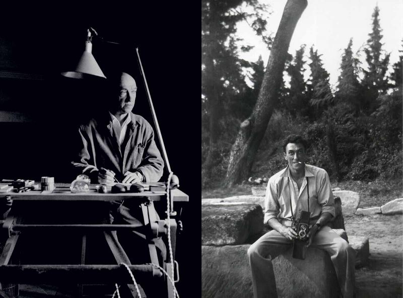 Alfred Latour dans son atelier de gravure à Eygalières, 1956, photographie de Jean Latour. © Fondation Alfred Latour, Lausanne. Jacques Latour sur «Les Alyscamps» à Arles, 1948, photographie de Jean Latour. © Fondation Alfred Latour, Lausanne.