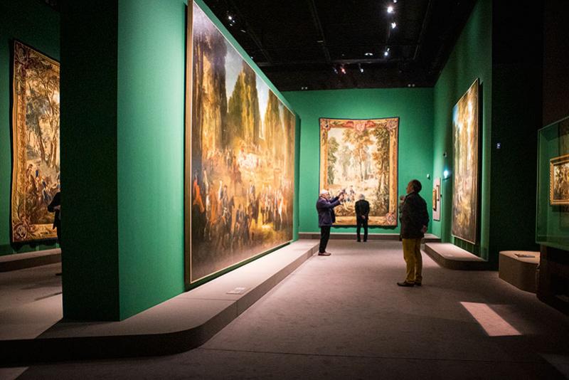 Vue de l'exposition « Oudry, peintre de courre. Les chasses royales de Louis XV » au château de Fontainebleau. © Lucie Page