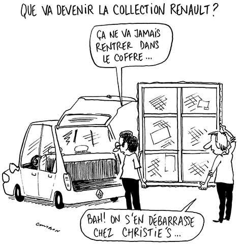 Dessin Humour Michel Cambon : Que va devenir la collection Renault ?