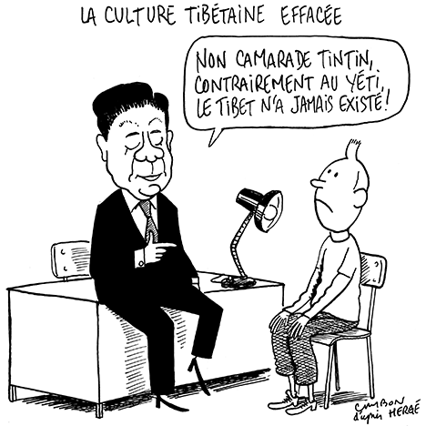 Dessin Humour | La culture tibétaine effacée © Michel Cambon